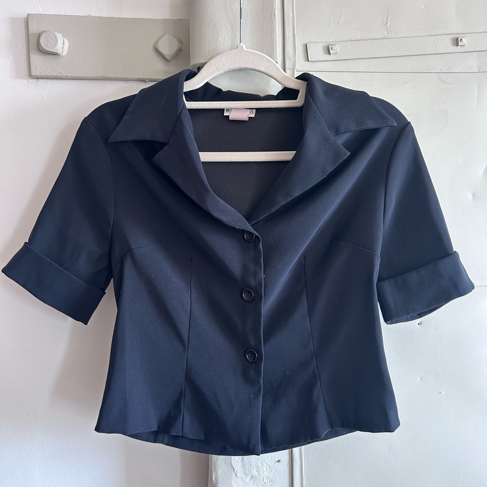 Eleven Black Button-Up Blouse